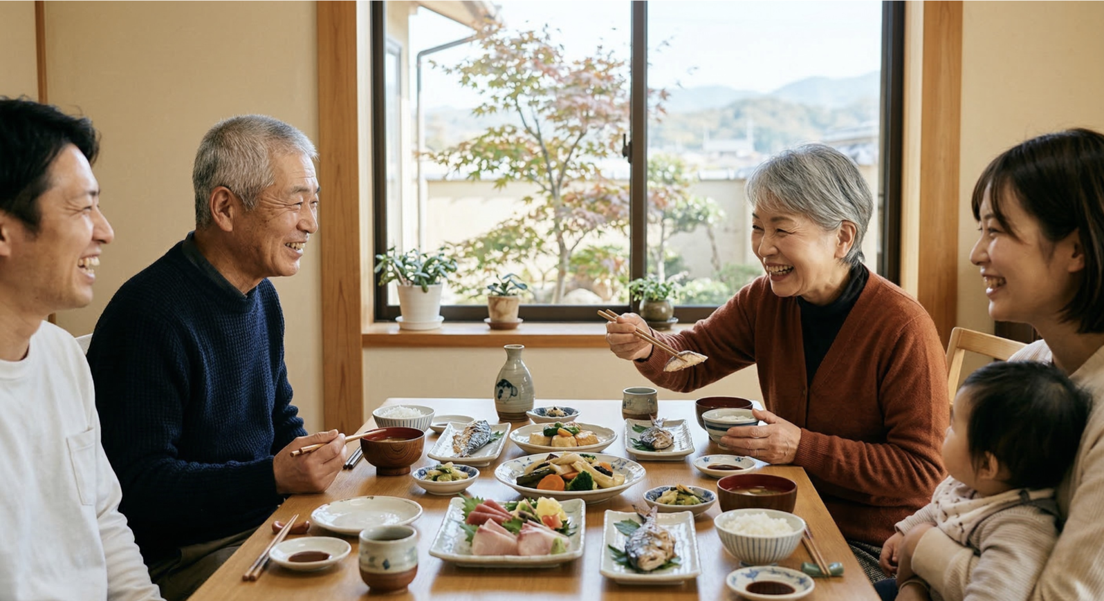 70代の豊かな食卓と笑顔